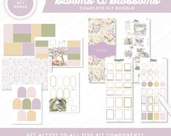 April 2026 Kit 3 Complete Bundle | Blooms & Blossoms | Digital Pre-Cropped Stickers + Planner Inserts | Goodnotes + Noteful