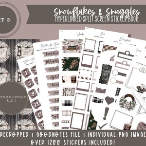 Kit 3 Split Screen Sticker Book | Snowflakes & Snuggles | Winter Stickers | Over 1200 Digital Stickers | Pre-Cropped | Goodnotes File