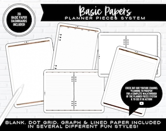 Basic Papers | P2P Planner Pieces System | Individual PDF Documents | Portrait + Landscape Included | Goodnotes