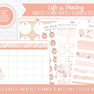2024 Ta Done v7 Undated Monthly Digital Planner & Stickers | Life is Peachy | Decorated + Hyperlinked | Apple + Google Calendar