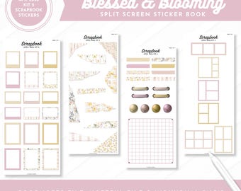 April 2026 Kit 2 Scrapbook Stickers | Blessed & Blooming | Split Screen Sticker Book | Goodnotes + Noteful Files + Individual PNGs