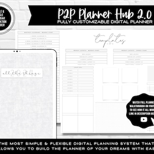 P2P Planner Hub 2.0 BEST Build As You Go Customizable Digital Planner Over 150 Templates Apple Google Calendar Integration image 1
