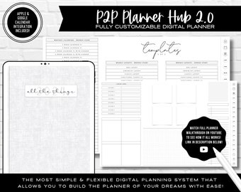 P2P Planner Hub 2.0 | BEST "Build As You Go" Customizable Digital Planner | Over 150 Templates | Apple + Google Calendar Integration