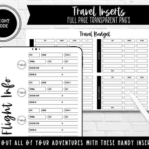 Travel Planner Inserts | Light Mode | Portrait and Landscape Orientation Included | Prosper You Planner Hub System