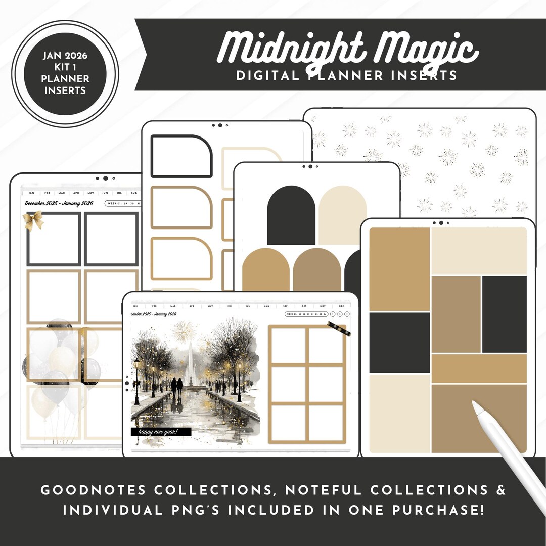 January 2026 Kit 1 Digital Planner Inserts | Midnight Magic | Goodnotes ...