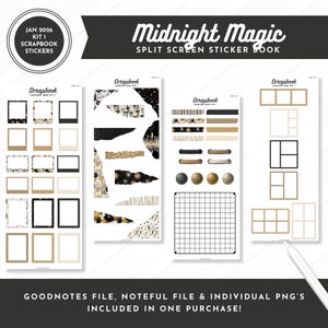 January 2026 Kit 1 Scrapbook Stickers | Midnight Magic | Split Screen Sticker Book | Goodnotes + Noteful Files + Individual PNGs