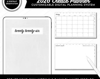 2026 P2P Create Digital Planner | Best Dated All in One Digital Planner | Customizable Modern Planner System | Landscape & Portrait Included