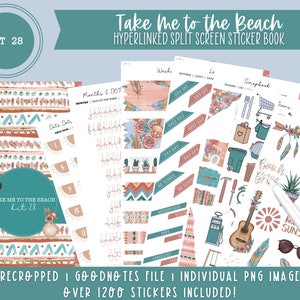 Kit 28 Digital Sticker Book | Take Me to the Beach | Over 1200 Stickers | Pre-Cropped Stickers | Goodnotes File | Individual PNG Images |