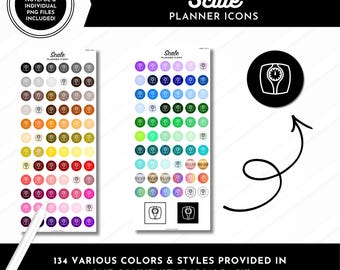 Scale Planner Icon Digital Stickers | Pre-Cropped + Transparent | Split Screen | Noteful, Goodnotes + PNG files included!