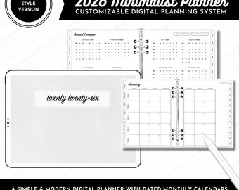 2026 P2P Minimalist Digital Planner | Binder Style with Binder Rings | Best All in One Dated Digital Planner | Customizable Modern Planner |