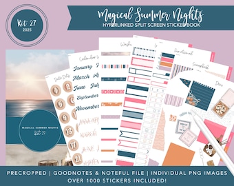 2025 Kit 27 Split Screen Sticker Book | Magical Summer Nights | End of Summer Stickers | 1000+ Digital Stickers | Goodnotes + Noteful