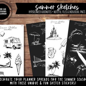 Summer Sketches Digital Sticker Collection | Digital Planner Stickers | Split Screen | Goodnotes File, Noteful File + Individual PNG's