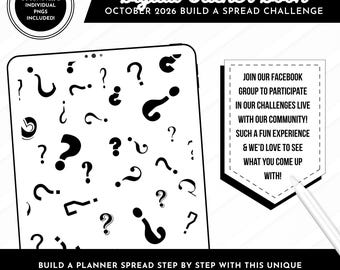 October 2026 Build a Spread Challenge Kit | Mystery Digital Stickers (Goodnotes, Noteful, PNGs)