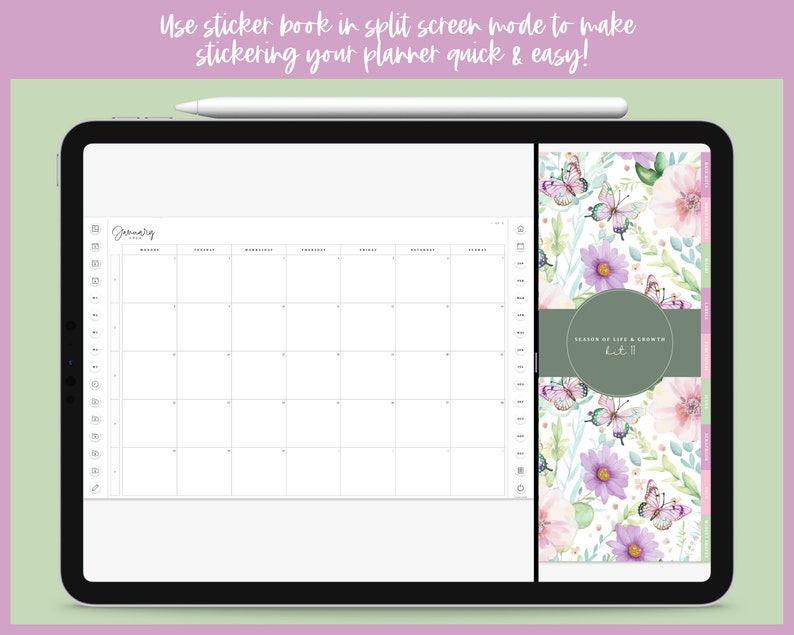 Kit 11 Libro de pegatinas de pantalla dividida / Temporada de vida y crecimiento / Más de 1200 pegatinas digitales / Pre-recortado / Archivo Goodnotes imagen 2