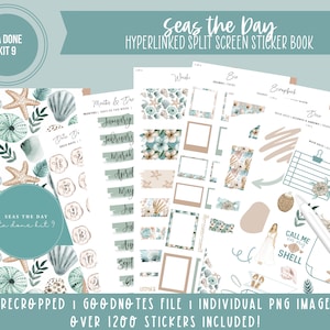 2024 Ta Done Kit 9 Split Screen Sticker Book | Seas the Day | Beach Stickers | 1200+ Digital Stickers | Pre-Cropped | Goodnotes File & PNG&#39;s