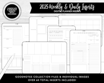 2025 Weekly + Daily Planner Inserts | Over 60 Inserts Included | Portrait + Landscape | Goodnotes Collection & JPG Files