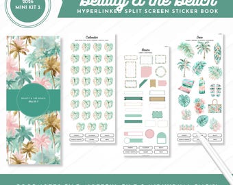 Zestaw 3 naklejek 2026 Mini Kit | Uroda i plaża | Podzielony ekran | Cyfrowe, wstępnie przycięte naklejki | Goodnotes + pliki Noteful + pojedyncze pliki PNG