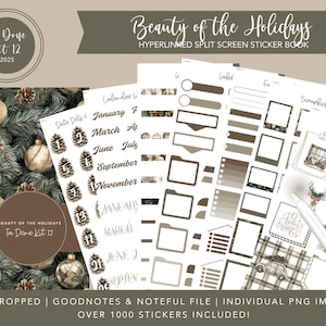 2025 Ta Done Kit 12 Split Screen Sticker Book | Beauty of the Holidays | 1000+ Digital Stickers | Pre-Cropped | Goodnotes + Noteful Files