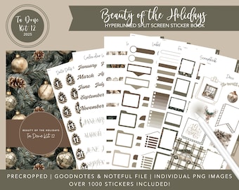 2025 Ta Done Kit 12 Split Screen Sticker Book | Beauty of the Holidays | 1000+ Digital Stickers | Pre-Cropped | Goodnotes + Noteful Files