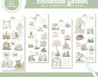March 2026 Kit 1 Deco Stickers | Enchanted Garden | Split Screen Sticker Book | Goodnotes + Noteful Files + Individual PNGs