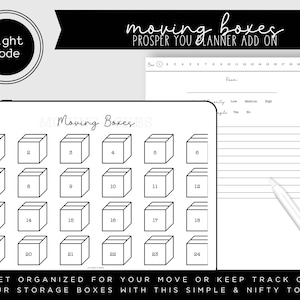 Moving Boxes Add On | Light Mode | Prosper You Planner Add On | Landscape and Portrait Mode Included | Fully Hyperlinked |