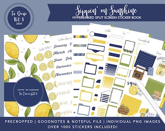 2025 Ta Done Kit 8 Split Screen Sticker Book | Sippin' on Sunshine | Over 1000 Digital Stickers | Pre-Cropped | Goodnotes + Noteful Files