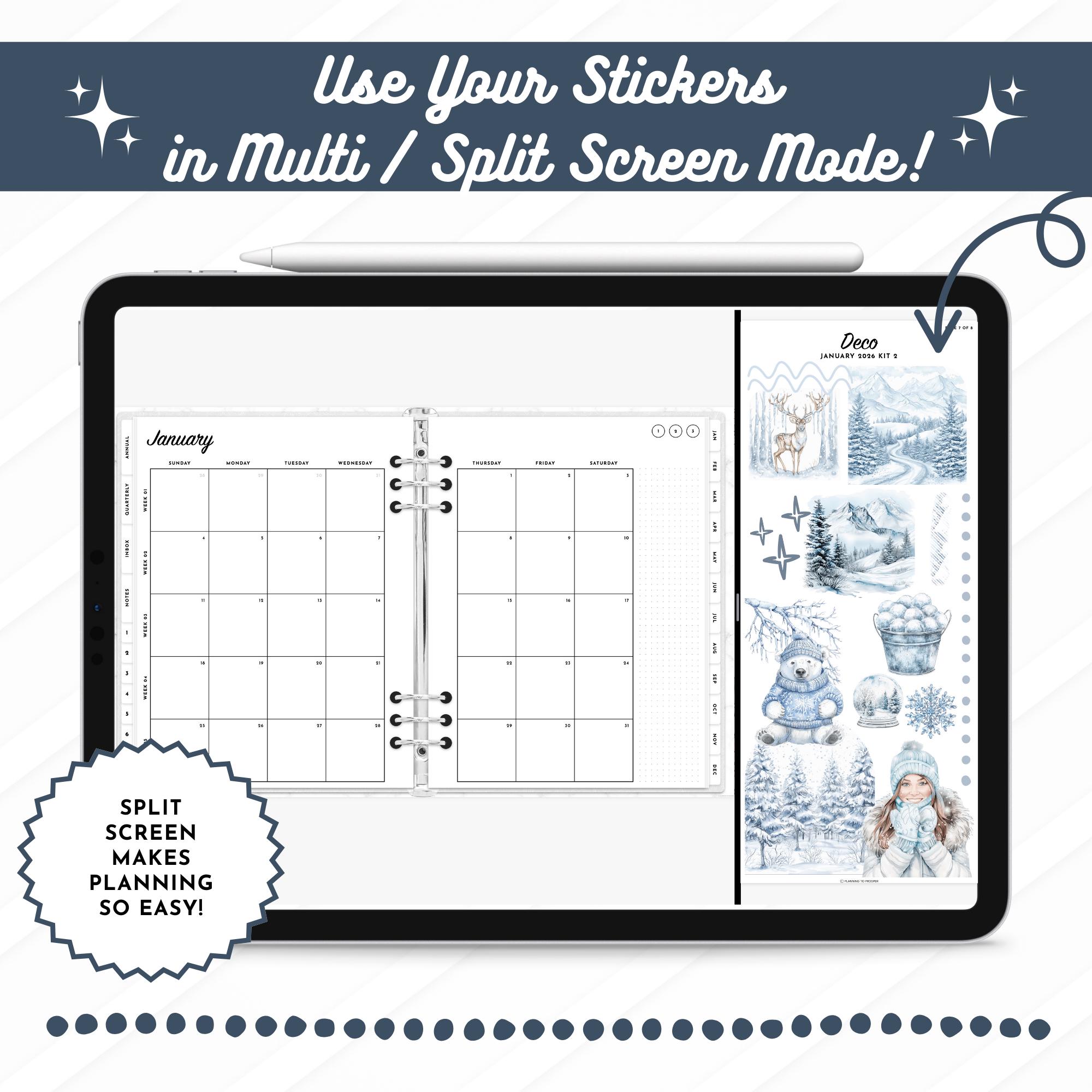 January 2026 Kit 2 Deco Stickers | Frost & Flurries | Split Screen ...