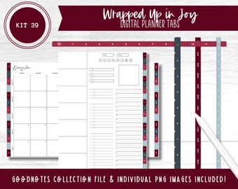 2024 Kit 39 Digital Planner Tabs | Wrapped Up in Joy | Goodnotes Collection Files & Individual PNG&#39;s | PreCropped Stickers