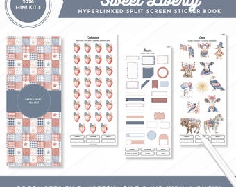 2026 Mini Kit 5 Sticker Book | Sweet Liberty | Split Screen | Digital PreCropped Stickers | Goodnotes + Noteful Files + Individual PNGs