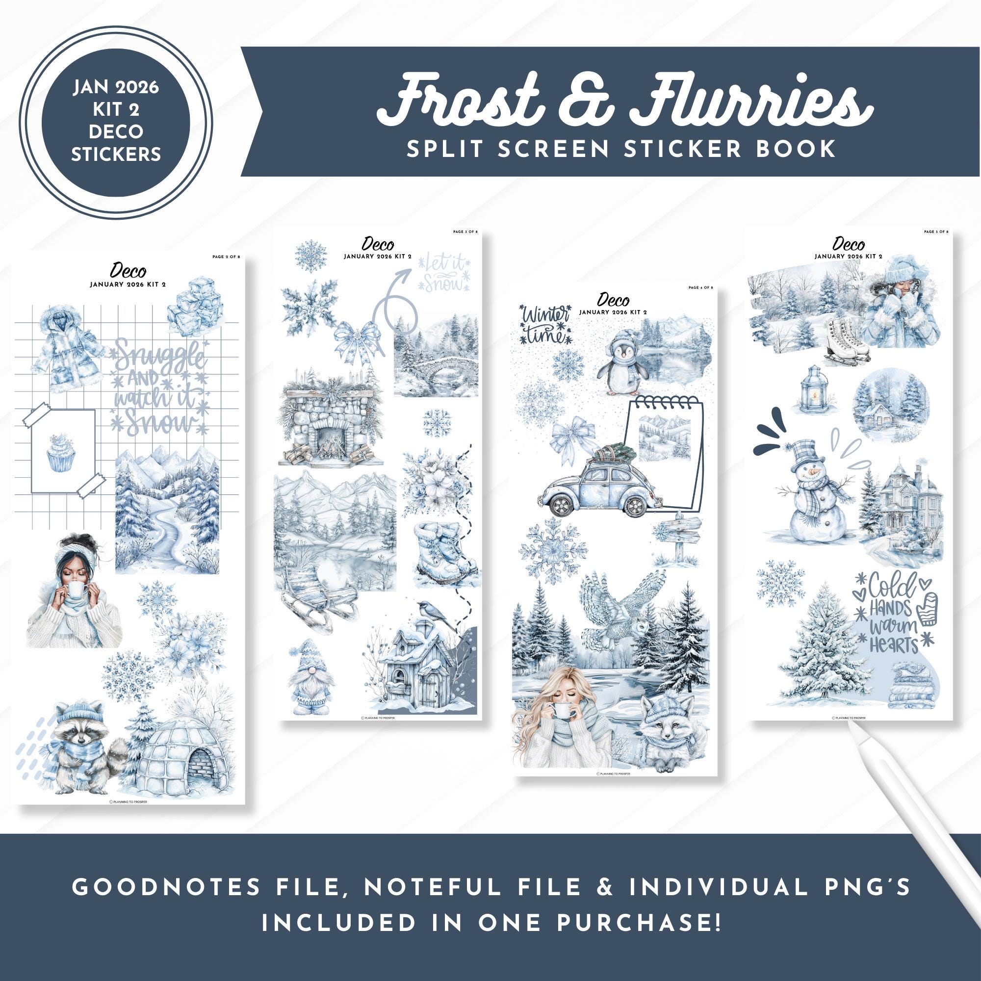 January 2026 Kit 2 Deco Stickers | Frost & Flurries | Split Screen ...