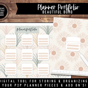 Planner Pieces Portfolio | Schönes Boho-Thema | Quer- & Hochformat inklusive | Digitaler Organizer für P2P Add On's + Planner Pieces
