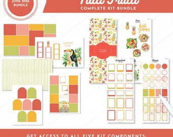 June 2026 Monthly Kit Bundle | Tutti Frutti | Digital Pre-Cropped Stickers & Planner Inserts | Goodnotes + Noteful + Individual PNGs