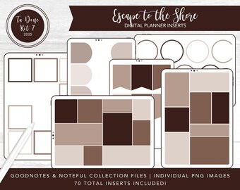 2025 Ta Done Kit 7 Digital Planner Inserts | Escape to the Shore | Goodnotes + Noteful Collection Files + Individual PNGs | Pre-Cropped