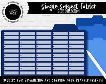 Digital Single Subject Folders | Blue Collection | Light Mode | Landscape & Portrait Included | Prosper You Planner Hub System |