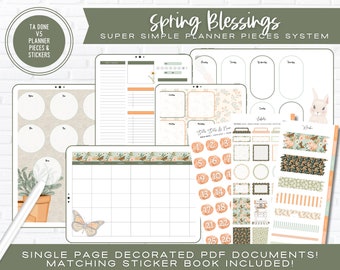 Ta Done v5 Dashboards & Stickers - Planner Pieces System | Spring Blessings | Monday + Sunday Start | Portrait + Landscape |