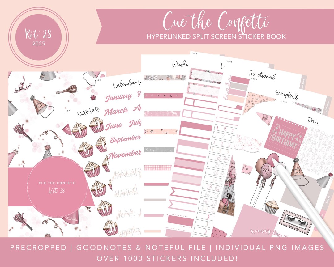 28 Sticker 2025 Kit 28 Split Screen Sticker Book | Cue the Confetti | Birthday ...