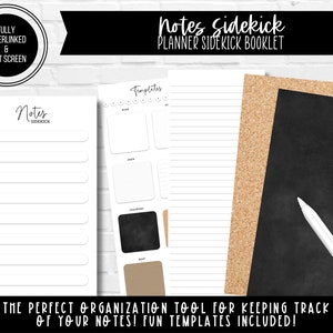 Notes Sidekick - Planner Sidekick Booklet | Split Screen & Phone Friendly | Fully Hyperlinked Digital Planner | Digital Accessory
