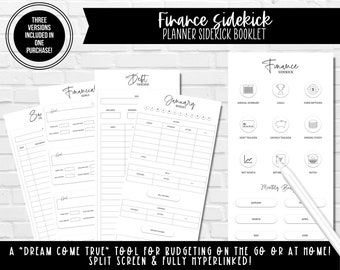 Finance Sidekick - Folleto de Planner Sidekick / Pantalla dividida y compatible con teléfono / Planificador digital totalmente hipervinculado / Accesorio de planificador digital