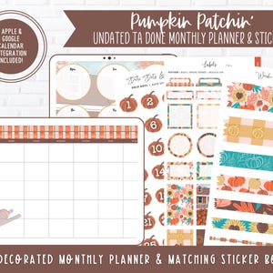 2024 Ta Done v12 Undated Monthly Digital Planner & Stickers | Pumpkin Patchin&#39; | Decorated + Hyperlinked | Apple + Google Calendar