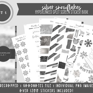 Kit 1 Digital Sticker Book | Silver Snowflakes | Over 1200 Stickers | Pre-Cropped Stickers | Goodnotes File | Individual PNG Images |