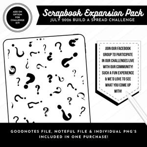 July 2026 Challenge Scrapbook Expansion Pack | Split Screen Sticker Book | Goodnotes + Noteful Files + Individual PNGs