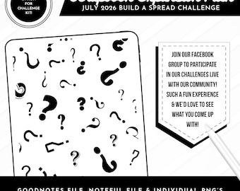 July 2026 Challenge Scrapbook Expansion Pack | Split Screen Sticker Book | Goodnotes + Noteful Files + Individual PNGs