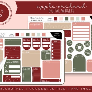 Kit 43 Digital Widgets | Apple Orchard | Pre-Cropped Digital Stickers | Goodnotes File | Individual PNG Images |