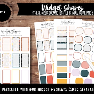 Kit 2 Widget Shape Stickers | Pre-Cropped | Split Screen | Goodnotes File + Individual PNG&#39;s included! 100 Stickers!