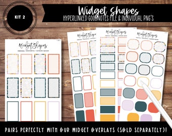 Kit 2 Widget Shape Stickers | Pre-Cropped | Split Screen | Goodnotes File + Individual PNG's included! 100 Stickers!