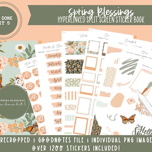 Ta Done Kit 5 Split Screen Sticker Book | Spring Blessings | Over 1200 Digital Stickers | Pre-Cropped | Goodnotes File