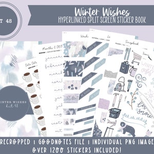 Kit 48 Digital Sticker Book | Winter Wishes | Over 1200 Stickers | Pre-Cropped Stickers | Goodnotes File | Individual PNG Images |