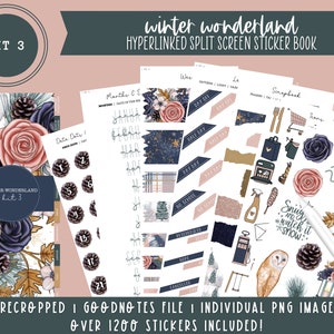 Kit 3 Digital Sticker Book | Winter Wonderland | Over 1200 Stickers | Pre-Cropped Stickers | Goodnotes File | Individual PNG Images |