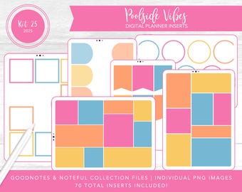 2025 Kit 25 Digital Planner Inserts | Poolside Vibes | Goodnotes + Noteful Collections | Individual PNGs | PreCropped Stickers