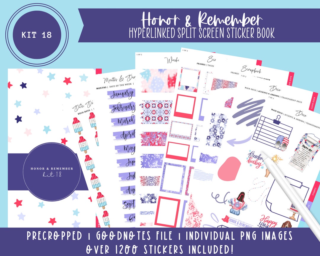 Split Paper Sticker 2024 Kit 18 Split Screen Sticker Book | Honor & Remember | Patriotic ...